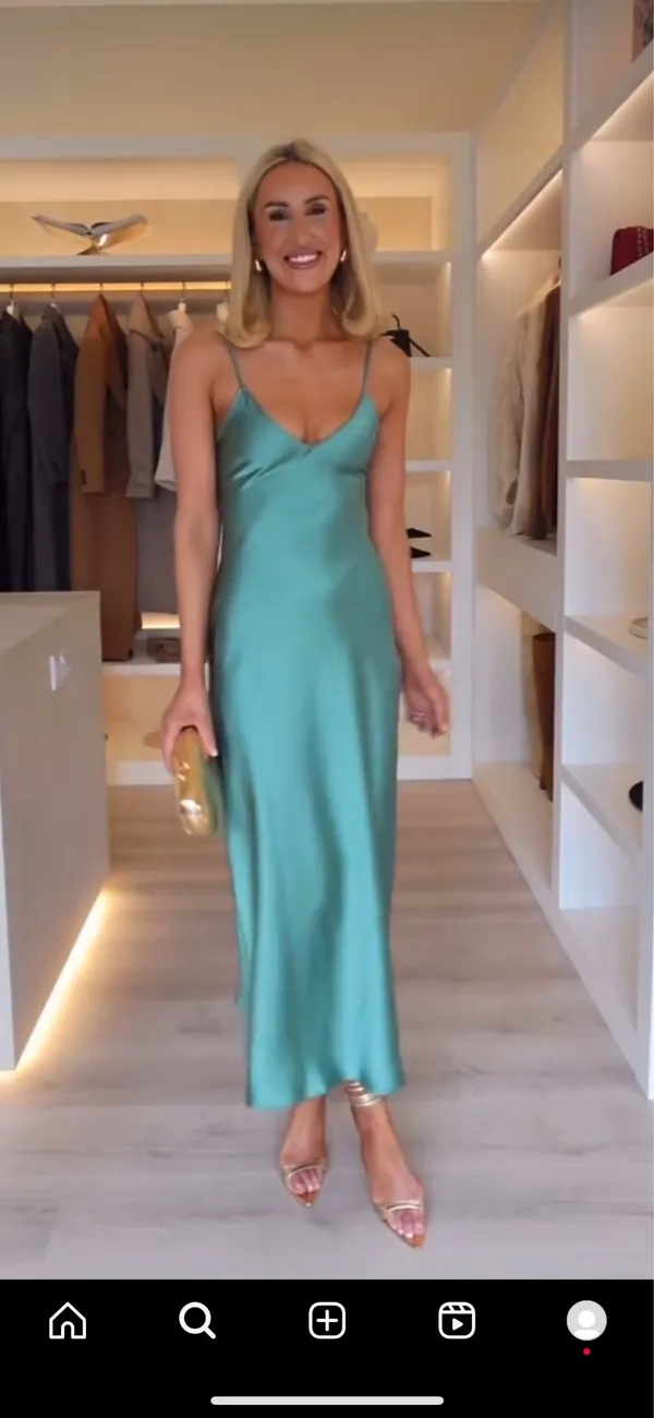 Zara Dress wedding emerald green Slip Midi Satin Effect Maxi Coctail Party - Image 6