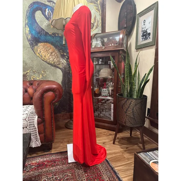 Women's Unbranded Red Long Sleeve Open Back Maxi Dress S - Image 3