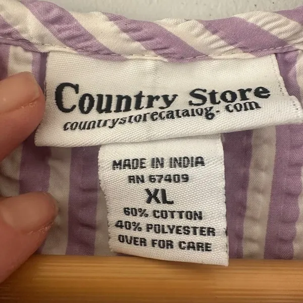 The Country Store Embroidered Zip‎ XL Seersucker Robe Purple Striped House Dress - Image 5