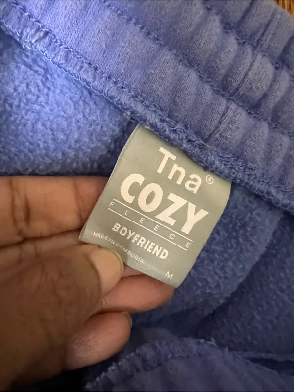 Aritzia TNA Bright Periwinkle Blue Jogger Sweatpants Boyfriend Fleece - Image 3