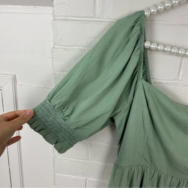 Altar’d State Green Puff Short Sleeve Dress Size L - Image 6