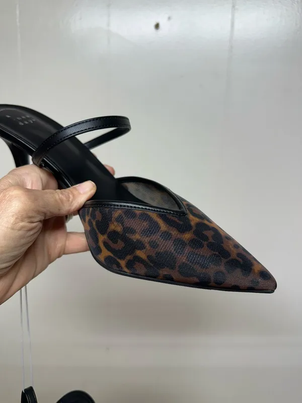 a new day Leopard Pointed Toe Slingback Heels - Brown/Black - Image 11