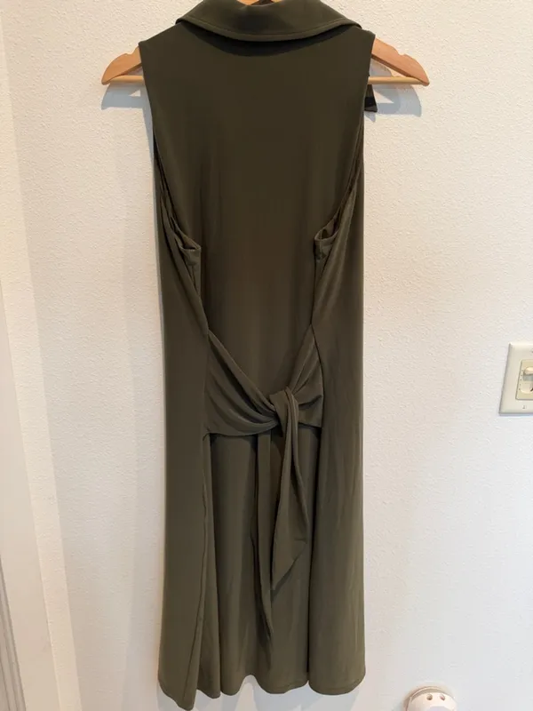 White House Black Market Olive Green Sleeveless Button-Front Maxi dress - Image 4