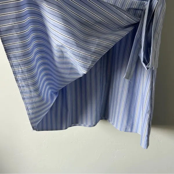 Anthropologie Maeve Button Front Wrap Mini Shirt Dress Pinstripe Large Preppy - Image 8