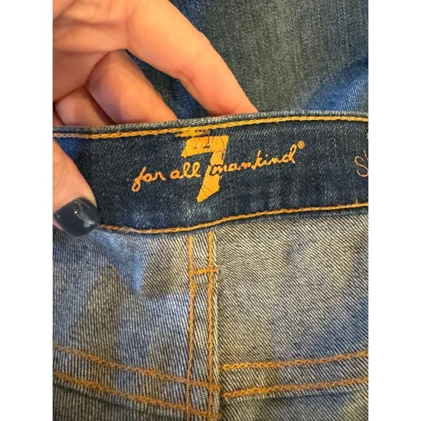 7‎ For All Mankind Jeans Women 27 Medium Wash Denim Distressed The Ankle Skinny - Image 8