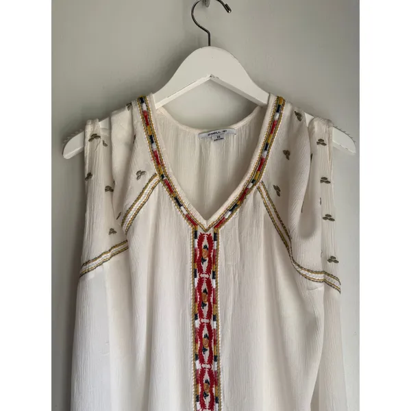 O'Neill Embroidered Gauze Cover-Up Dress Women's XS Ivory Boho Beach Resort - Image 2