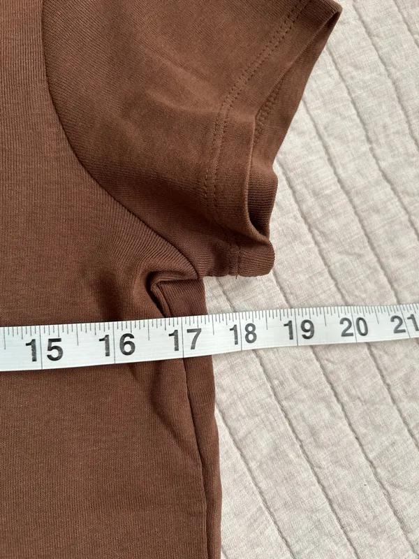 Vtg Y2K 90’s Mossimo 100% cotton Brown baby ringer T-shirt large minimalist - Image 6