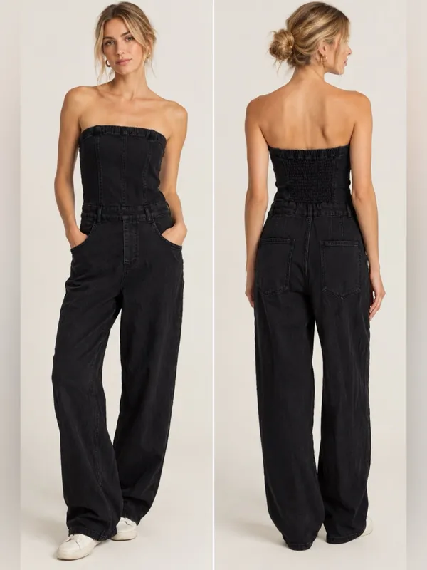 Free People black denim jumpsuit size xs NWT - Image 2