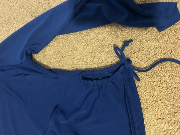 Ambiance Apparel Royal blue wrap top- with side cut outs - Image 4