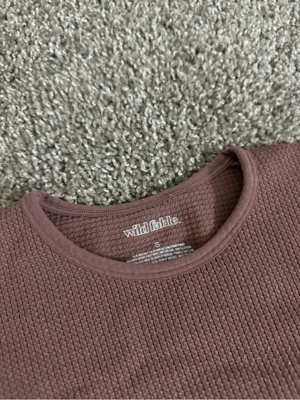Wild Fable Small Mauve Pink Glitter Shimmer Ribbed Crop Tee Short Sleeve Gym - Image 7
