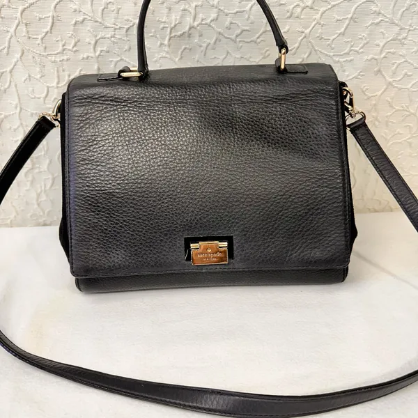 Kate Spade Crossbody Handbag Leather Tote Black Satchel Shoulder Bag - Image 16