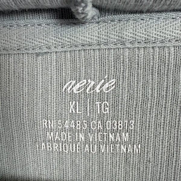 Aerie Sage Pale Green Ribbed Cropped Hooded Sweatshirt Drawstring W2212 Sz XL - Image 5
