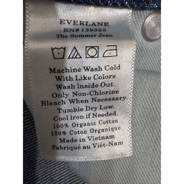 Everlane The Summer Jean High Rise Straight Distressed Organic Blue 30 Regular - Image 5