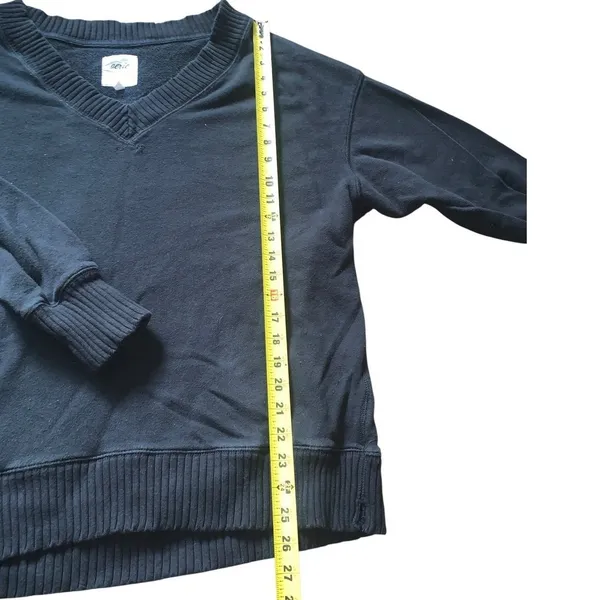 Aerie Black V Neck Sweatshirt Pullover Oversized‎ Slouchy Terry Knit Small - Image 4