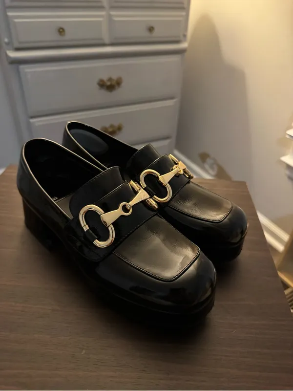Jeffrey Campbell Chunky Heel Loafers with Gold Hardware - Image 3