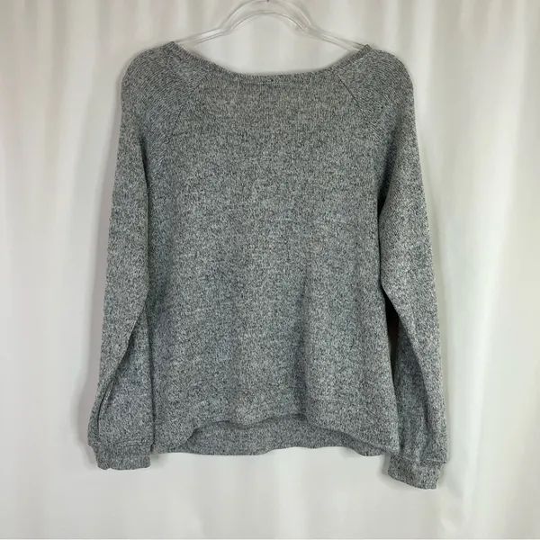 Disney Parks Mickey and Minnie Winter Scarf Gray Sweater Scoop Neck Womens XL - Image 5