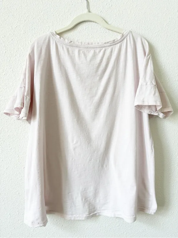 Eileen Fisher 100% Organic Cotton T Shirt Pale Pink Size Large Minimalist Casual - Image 2