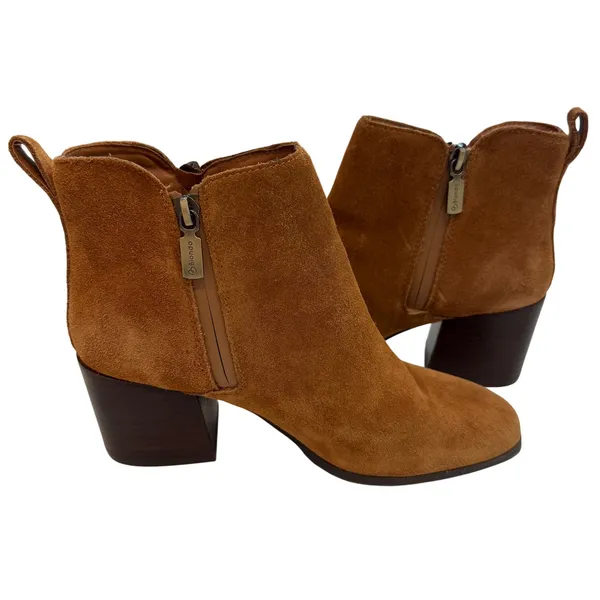 Blondo Waterproof Suede Ankle Boots Women 7.5 Brown Block Heel Minimalist Boho‎ - Image 5