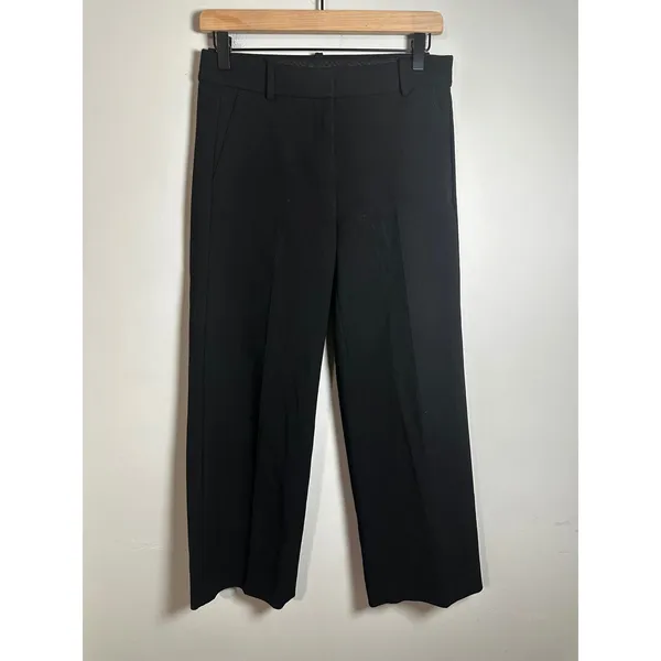 J.Crew 365 Peyton High-Rise Wide-Leg Cropped Pant Black Four-Season Stretch‎ - Image 2