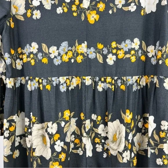 Old Navy Sheath Midi Dress Womens M Blue Floral Bell Sleeves Flowy Summer Tunic - Image 7