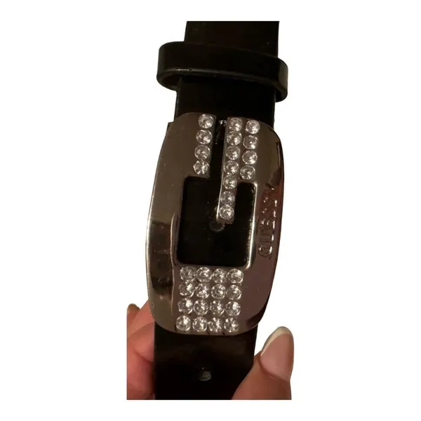 Guess Rhinestone signature black belt unisex 2X - Image 5