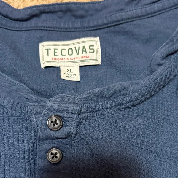 Tecovas Navy Women's Long-Sleeve Henley Top XL 100% Pima Cotton - Image 3