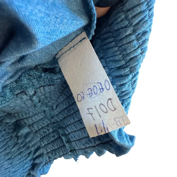 Astrologie California Smocked Waist Top V-Neck‎ Dolman Sleeve Blue Teal Blouse S - Image 5