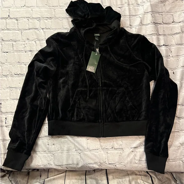 Wild Fable Black Velour Zip-Up Hoodie Women’s S NWT - Image 4