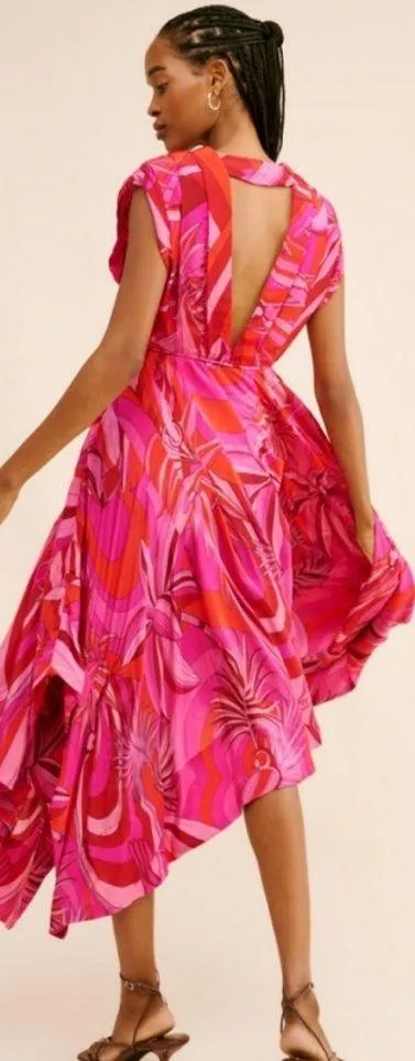 NWT Farm Rio Red Endless Summer V Neck Midi Dress Sz L - Image 2