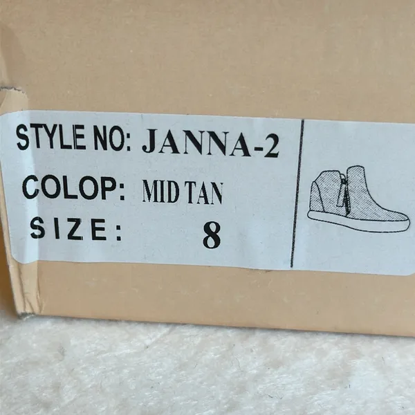 New Tan Sneaker Booties with wedge heel by AMS JANNA-2 Mid size 8 - Image 5