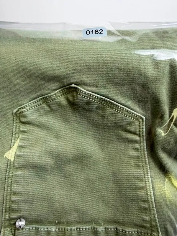 Mica Women’s Olive Cropped Raw Hem Denim Straight Leg Bottom Slit Pants Size 28 - Image 11