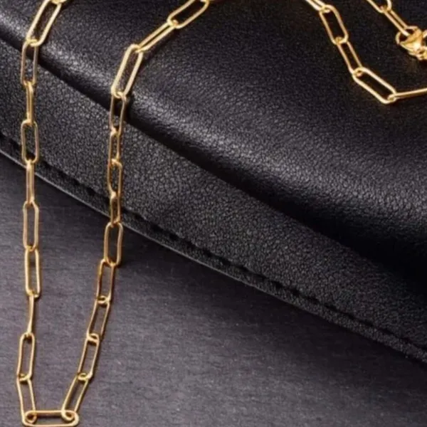 Gold Paperclip Necklace – Minimalist Geo - Image 3