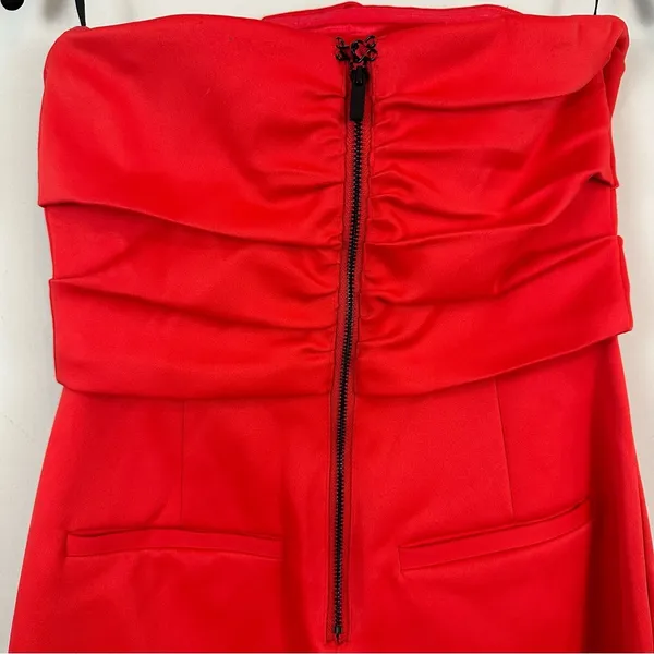 Rachel Rachel Roy | Red Strapless Jumpsuit Ruched Bodice Size 2 - Image 8