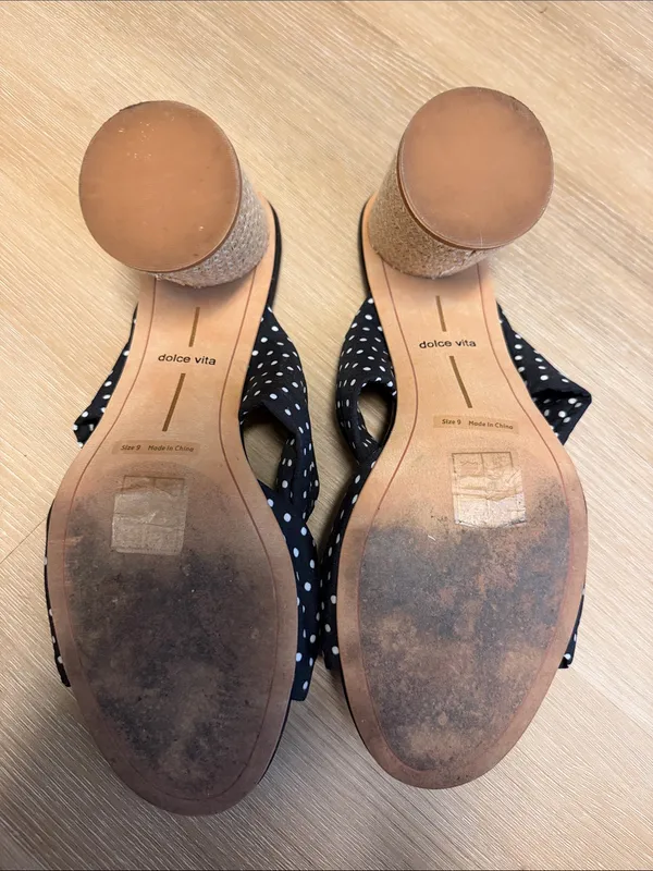Dolce Vita Polka Dot Twisted Knot Slide Sandals Heels - Size 9 - Image 5