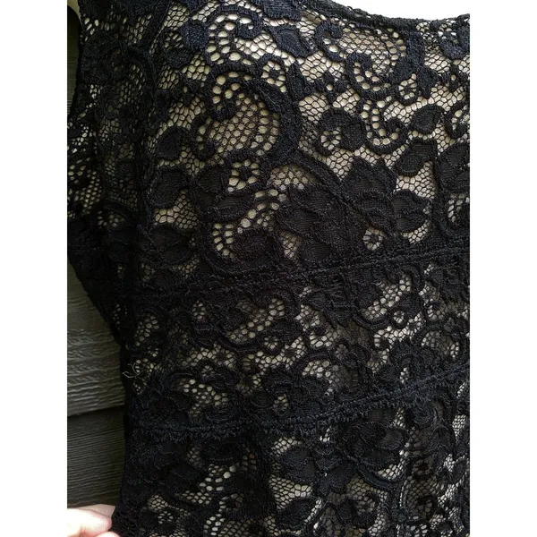 Hanky Panky 90s Y2K Vintage Tank Top Black Lace Nude Mesh Boho Fairy Grunge Whimsigoth Sz M - Image 8