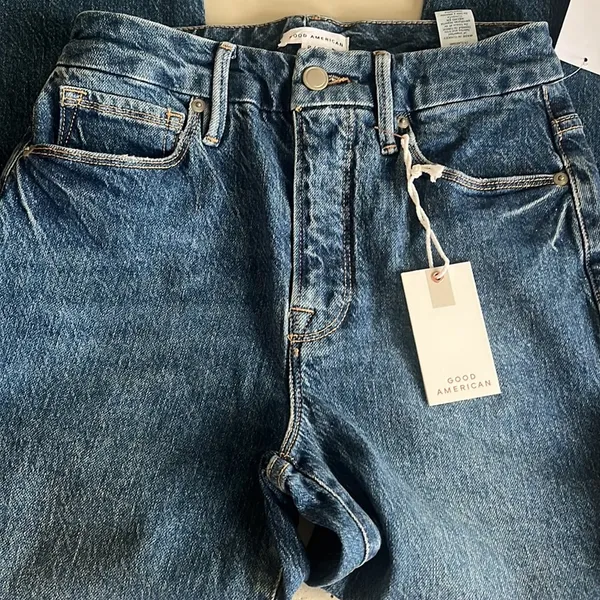 Good American Denim Jeans 2/26 Good Classic Raw Hem High Rise Skinny’sh Inseam28 - Image 3