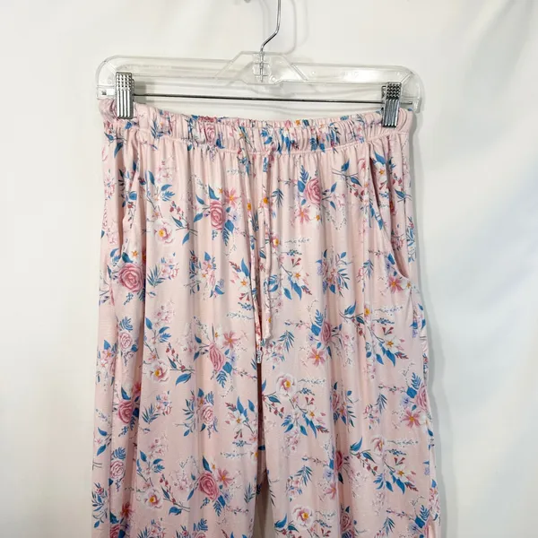 Catherine Malandrino Small Pajama Set Pink‎ Floral Short Sleeve Pants Soft 1698 - Image 12