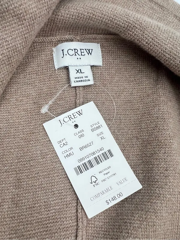 NWT J. Crew BS881 Two Button Sweater Blazer Heather Mushroom Tan Sz XL - Image 4