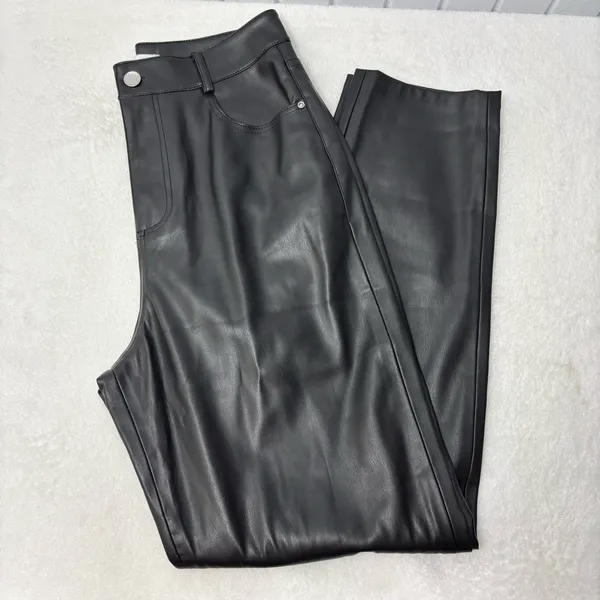 Zara Black Faux Leather High Rise Ankle Pants‎ Women's size US 4 - Image 9