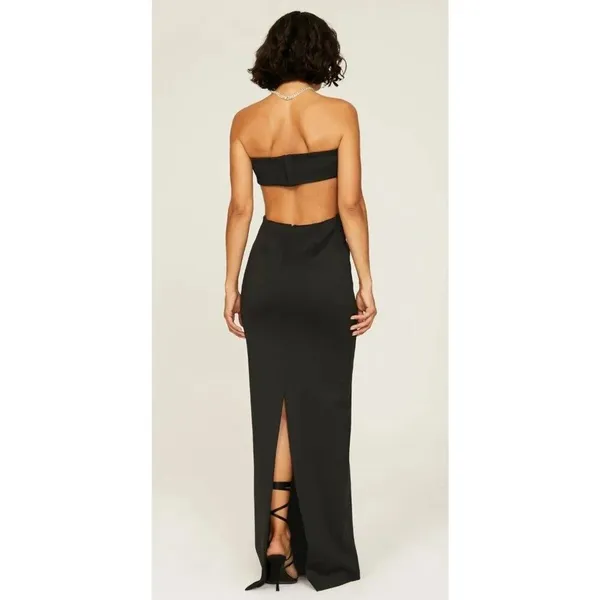 Rent the runway sz 10 Black Halo Eve Chana solid black cutout strapless gown - Image 2