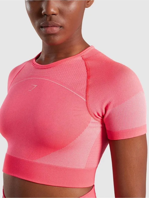 #88 Gymshark Pink Ultra Seamless Crop Top Size S - Image 5