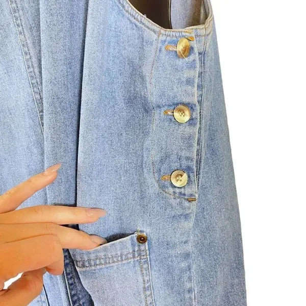 Vintage Blue J. 100% Cotton Cottage Denim Pocket Dress - Image 5