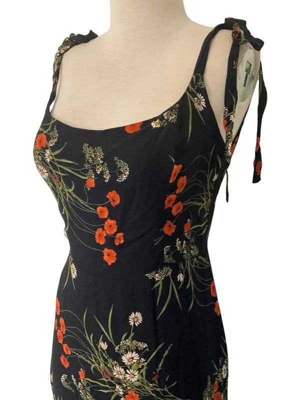 Reformation Besse Dress in Black Floral 6 Womens Midi - Image 6