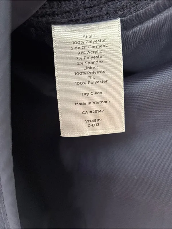 Talbots Navy Quilted Lightweight Puffer Jacket Size Large Ribbed Sides‎ Full Zip - Image 12
