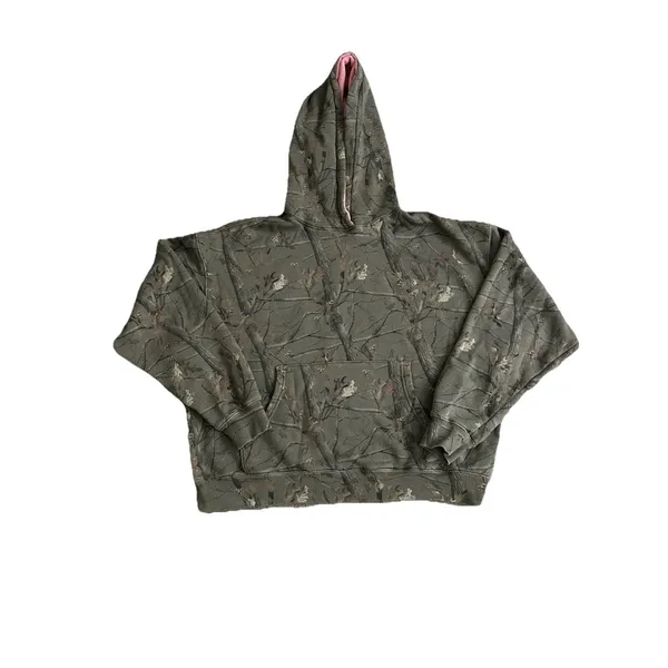 Dairy Boy The Boyfriend Hoodie Evergreen Camo/Pink Appliqué Women's Size Large - Image 7