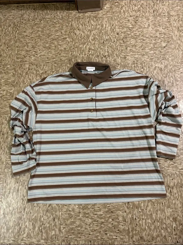 Lovers + Friends Rowan Rugby Top en Blue & Brown Stripe - Image 3