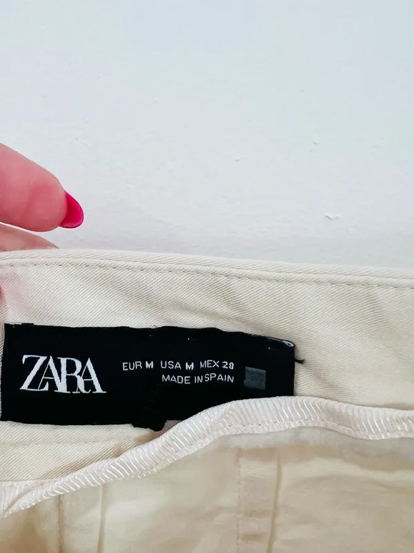 Zara Cream Pleated Barrel Leg Trousers High Rise Minimalist M - Image 2