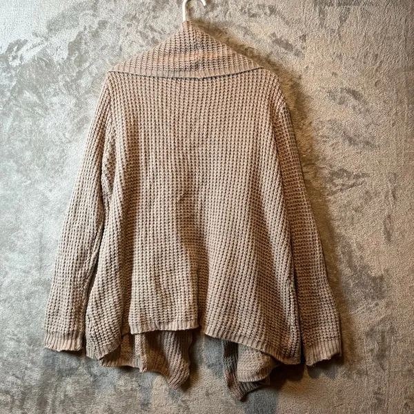 La Fee Verte Anthropologie Tan‎ Knitted Cardigan LG Cotton Wool Cottage Comfort - Image 2