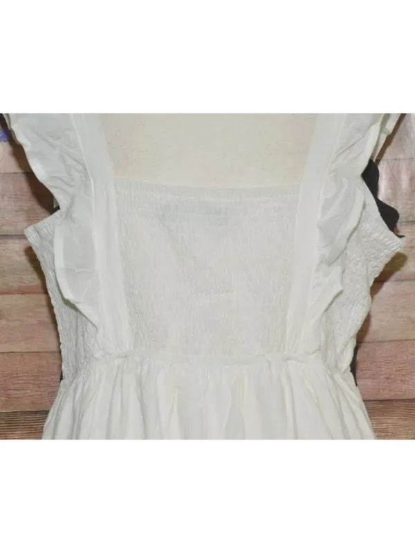 ZESICA Dress White Black Rickrack Trim Ruffle Sleeve Square Neck Sleeveless XL - Image 9