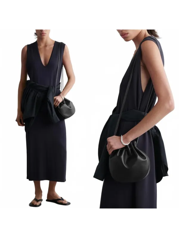 COS Gathered Pouch Bag - Leather NWT Black - Image 5